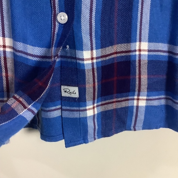 Rails Britt Santorini Royal Plaid Cap Sleeve Shirt XS - Picture 3 of 15